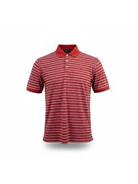 Walter Hagen Mens Red Striped Polo Shirt Lightweight Golf Performance Size L